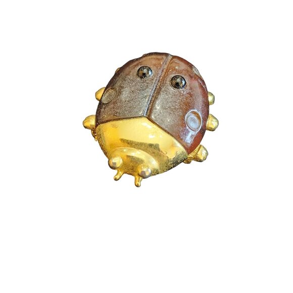Vintage Signed VO (Les Bernard) USA Resin Ladybug Brooch (A2516) - Picture 2 of 4